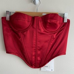 Zara red satin corset size S new with tag